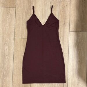 ASOS Burgundy V-Neck Mini Slip Dress
